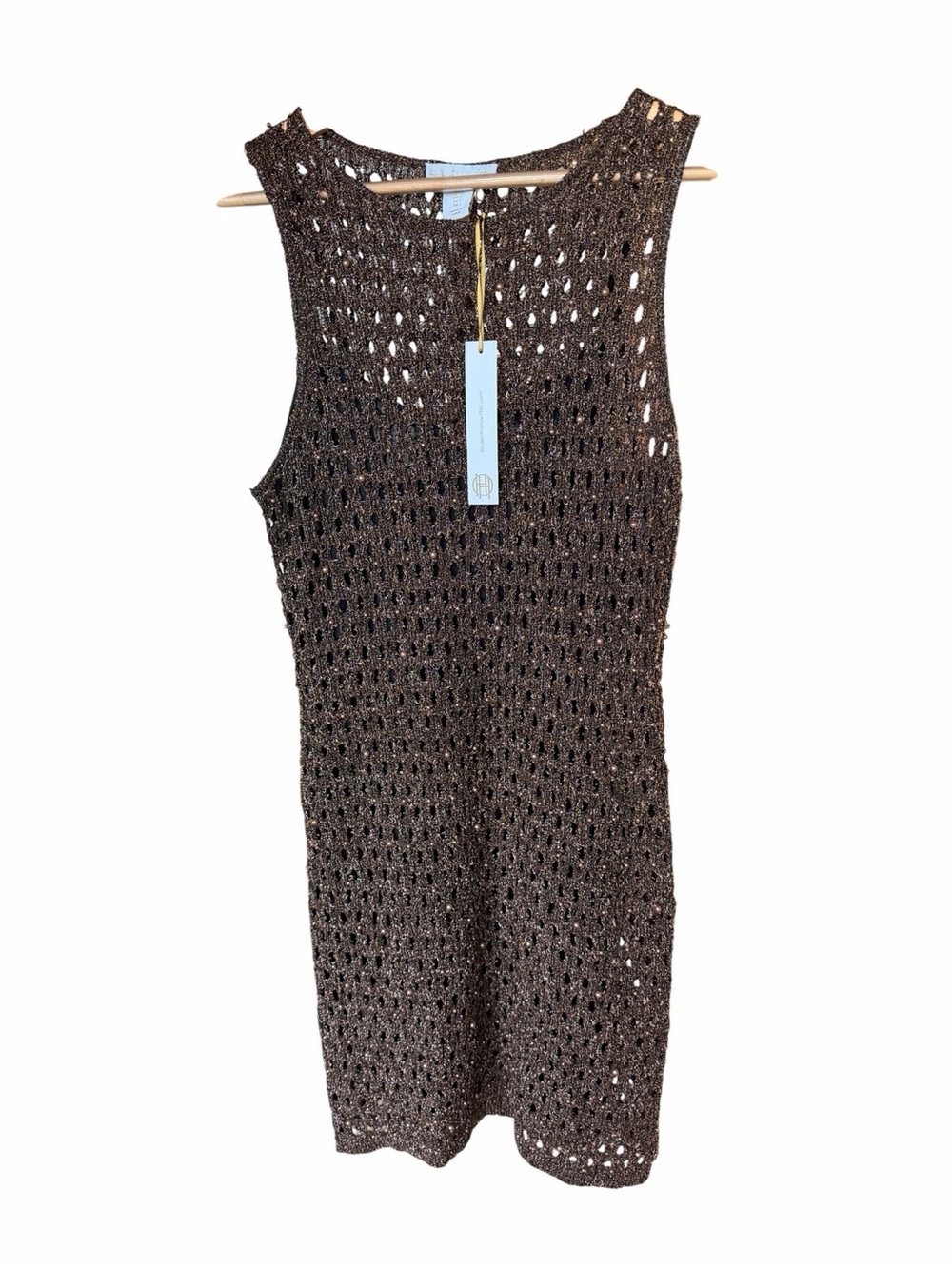 House of Harlow 1960 Brown Crochet Sleeveless Mini Dress